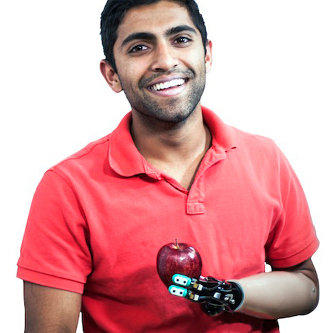 SynTouch Employee Vikram Pandit with Tactile Sensing Prosthetic Hand